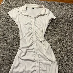 Chic White Collared Button-Up Dress
